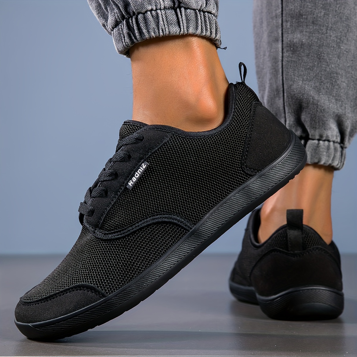 solid versatile sneakers men s minimalist style round toe details 2