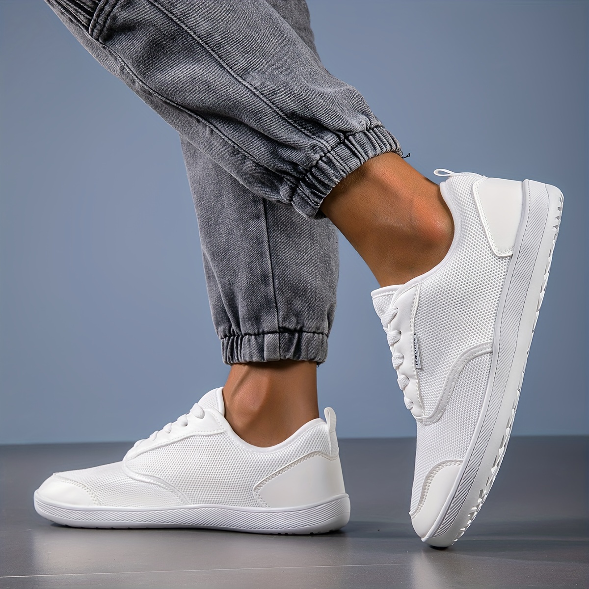 solid versatile sneakers men s minimalist style round toe details 3