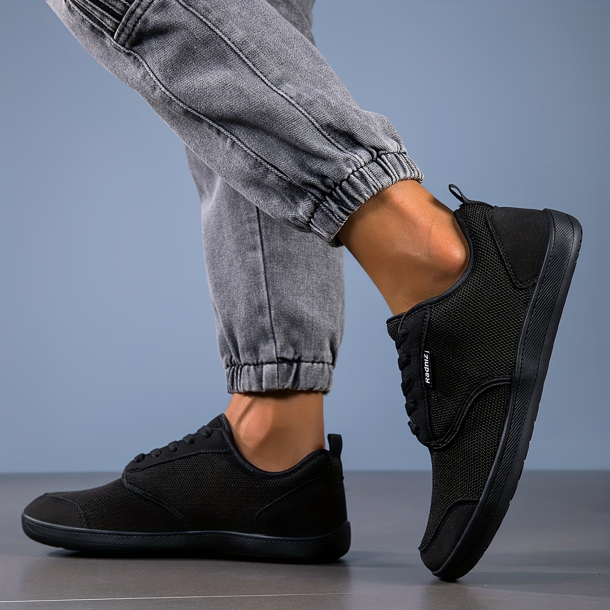 solid versatile sneakers men s minimalist style round toe details 5