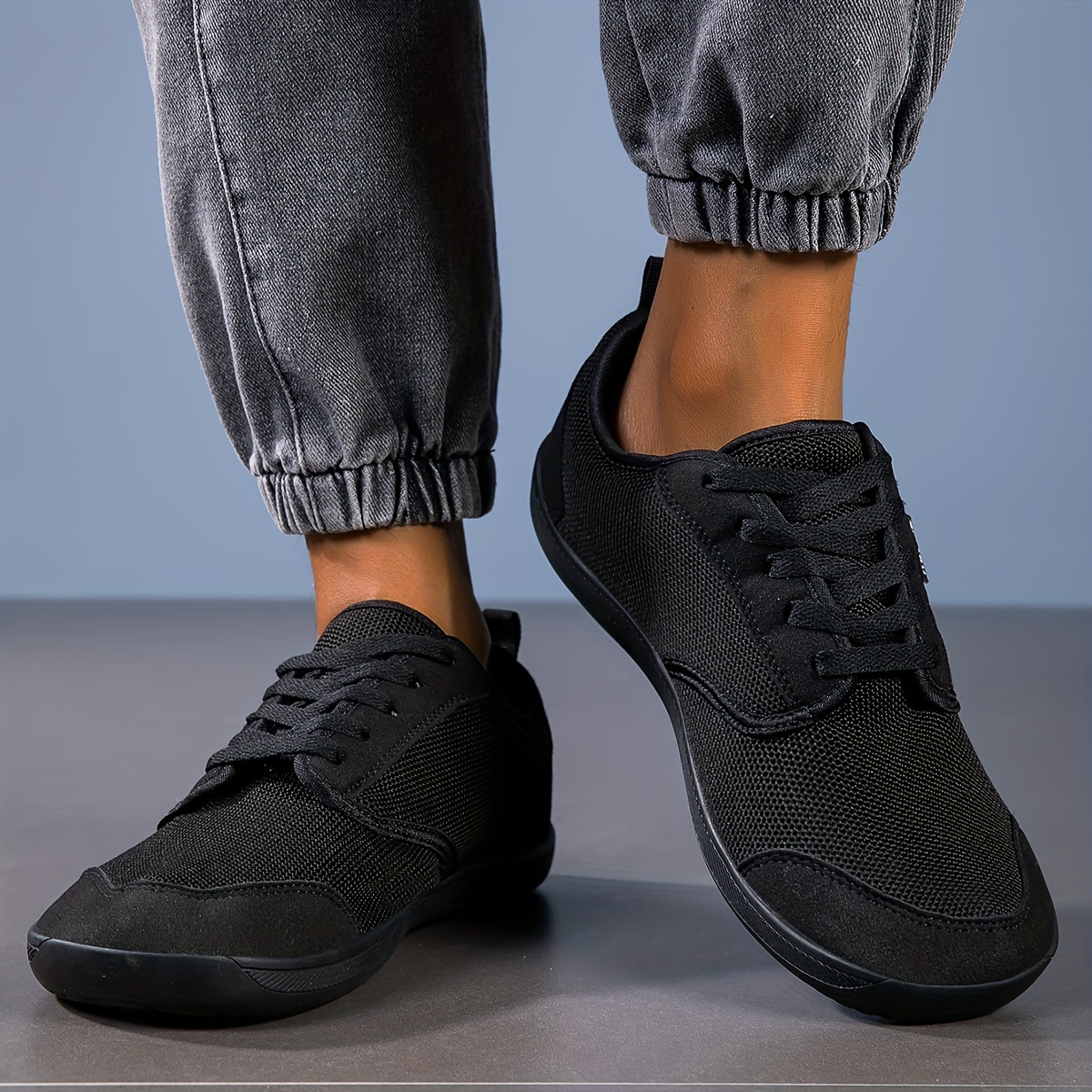 solid versatile sneakers men s minimalist style round toe details 7