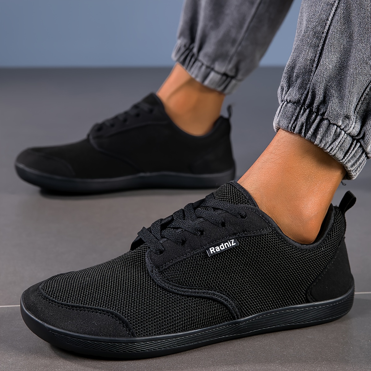 solid versatile sneakers men s minimalist style round toe details 9