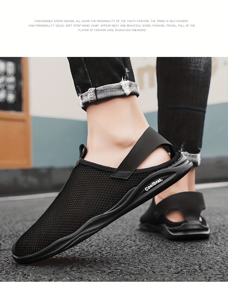 mens slip on breathable sandals hollow out slippers soft sole comfy for outdoor walking camping fishing summer shop the latest trends temu details 3