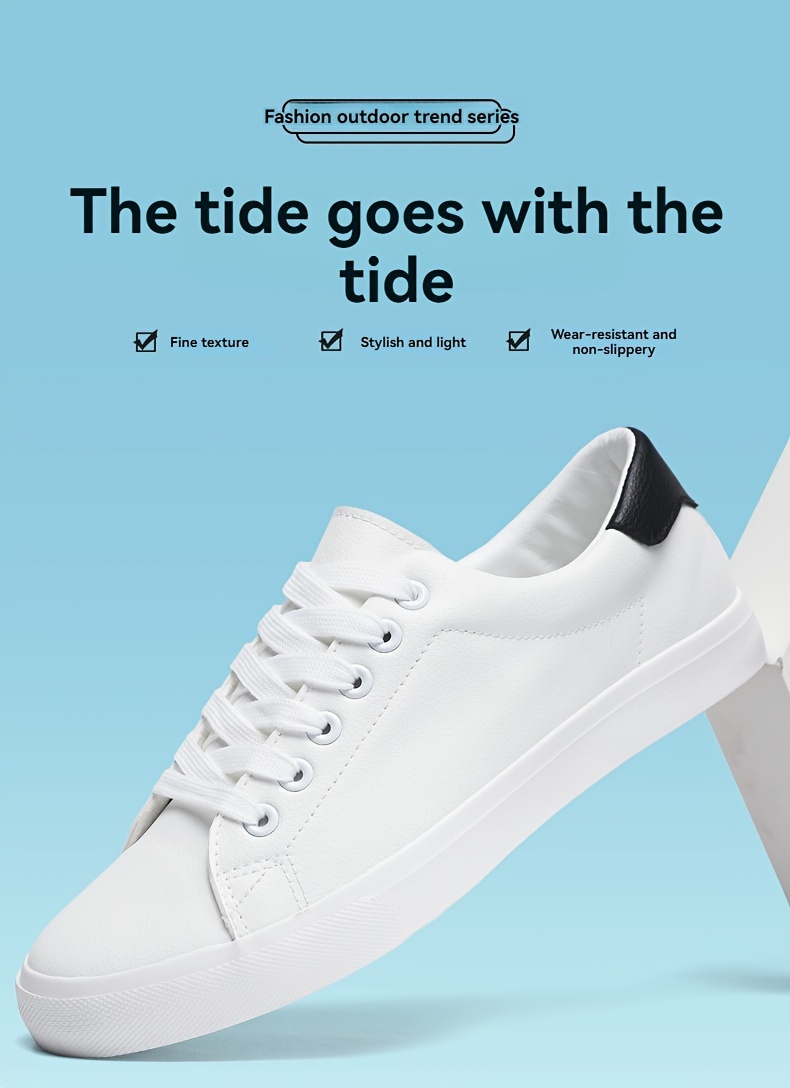 white skateboard shoes men s trendy solid color block non details 0
