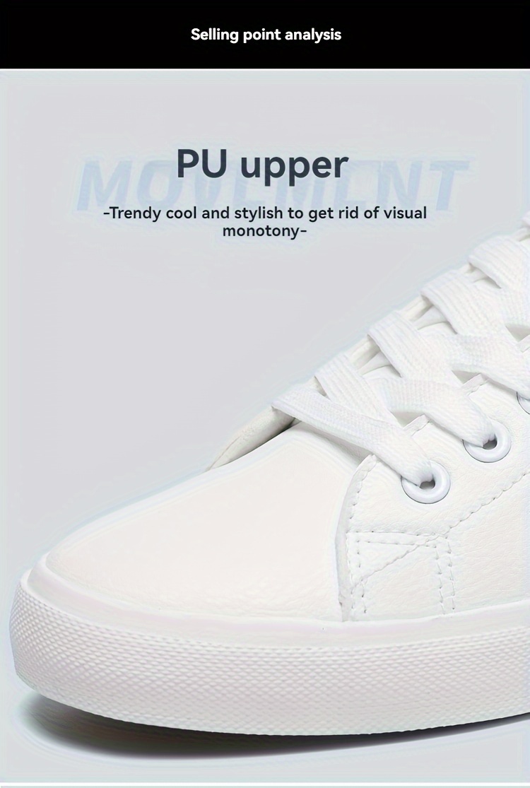 white skateboard shoes men s trendy solid color block non details 1