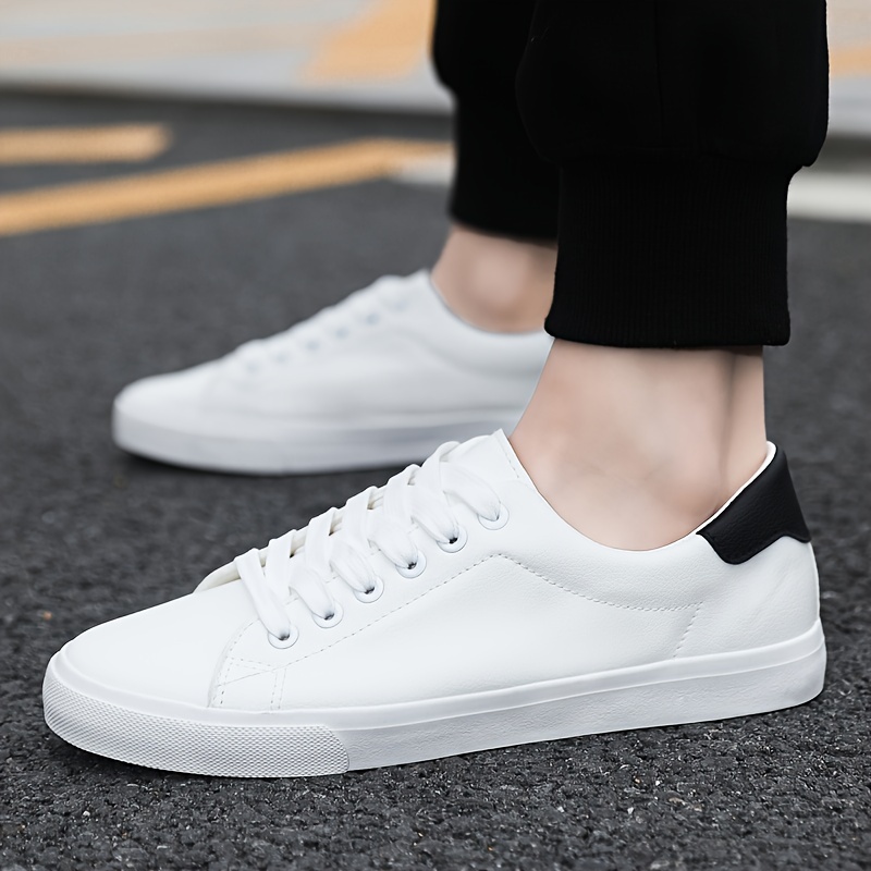 white skateboard shoes men s trendy solid color block non details 5