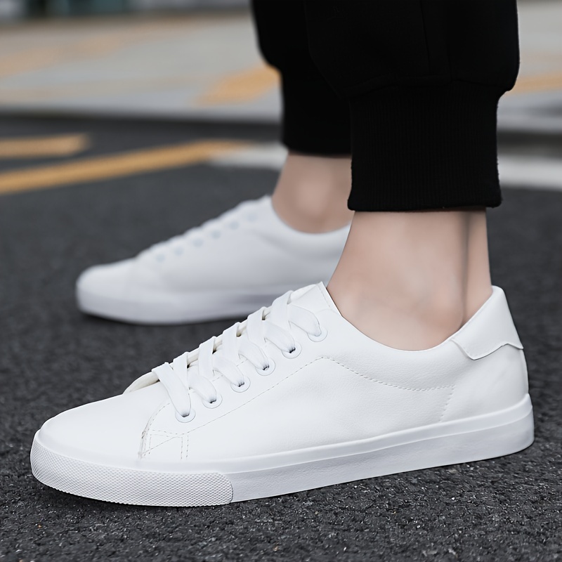 white skateboard shoes men s trendy solid color block non details 8