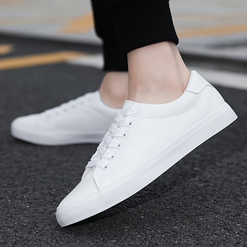 white skateboard shoes men s trendy solid color block non details 9