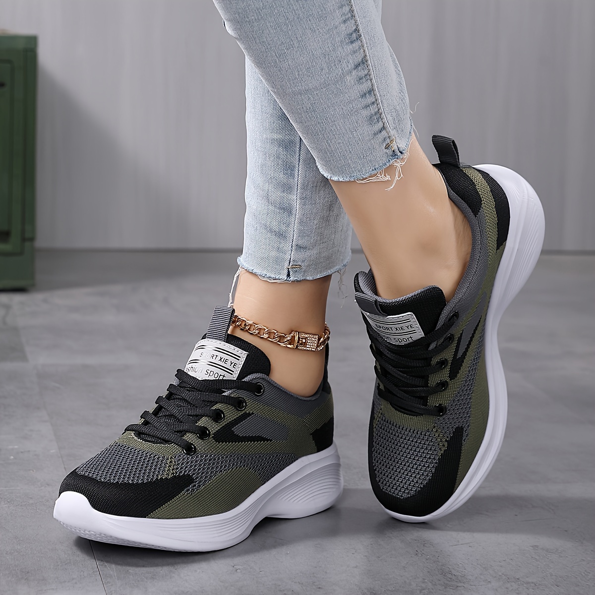 womens breathable flying woven platform sneakers casual lace up outdoor shoes comfortable low top running shoes details 1