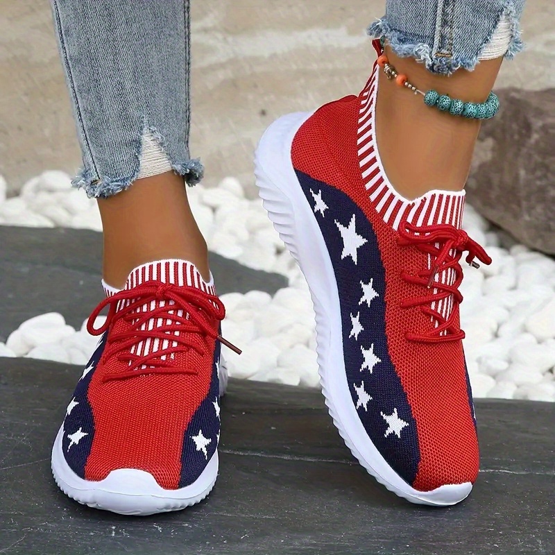 women s star pattern sneakers casual lace running shoes details 0
