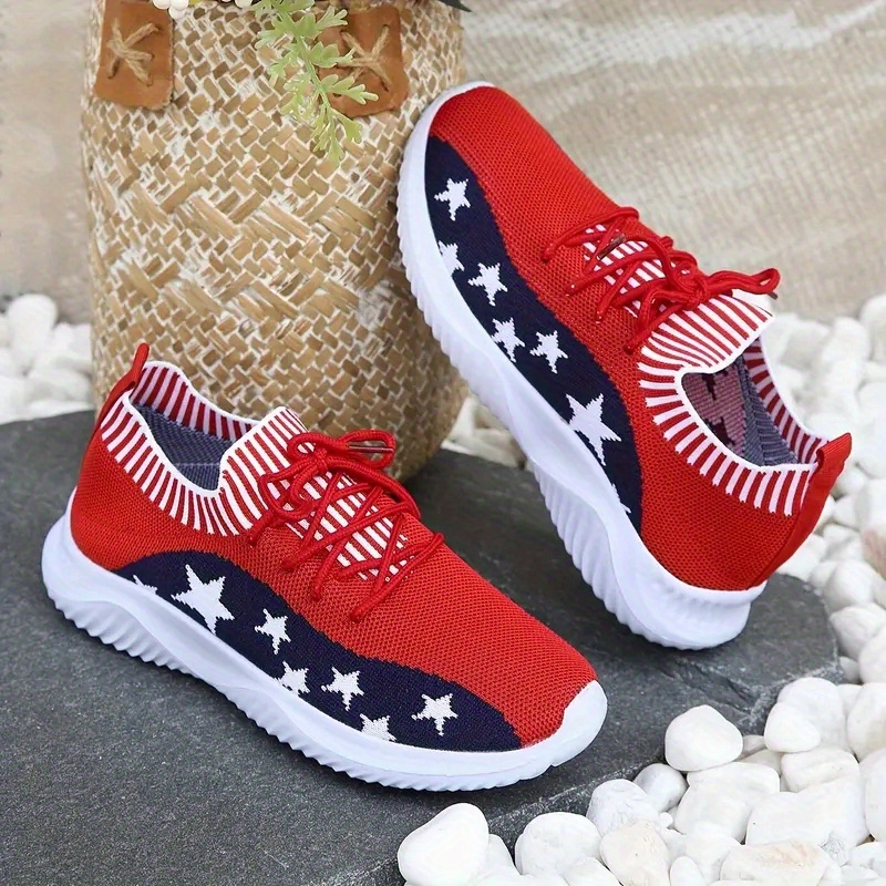 women s star pattern sneakers casual lace running shoes details 1