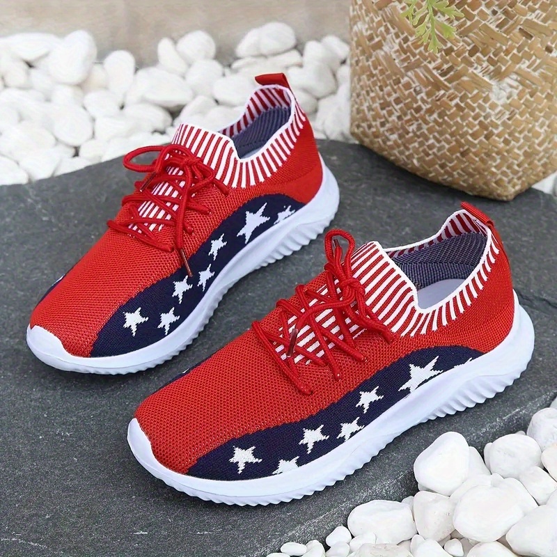 women s star pattern sneakers casual lace running shoes details 2