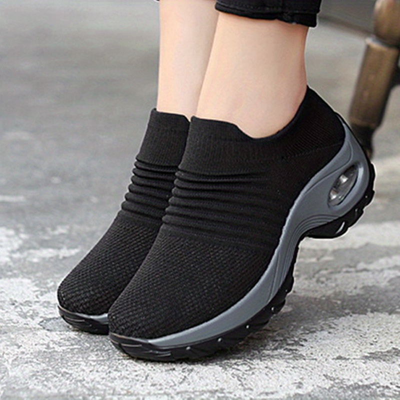 knit chunky sneakers women s breathable casual slip outdoor details 1
