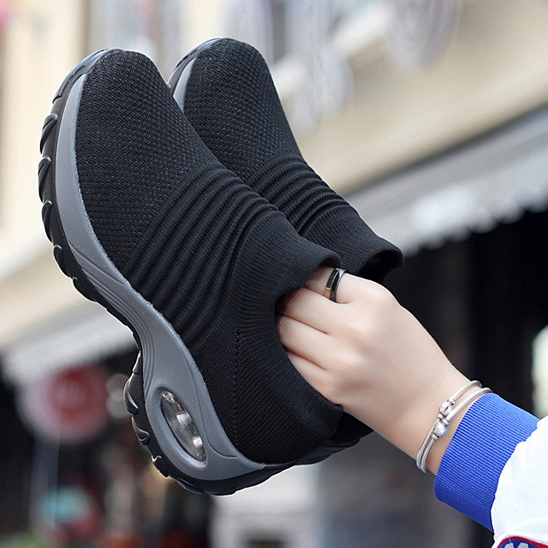 knit chunky sneakers women s breathable casual slip outdoor details 2