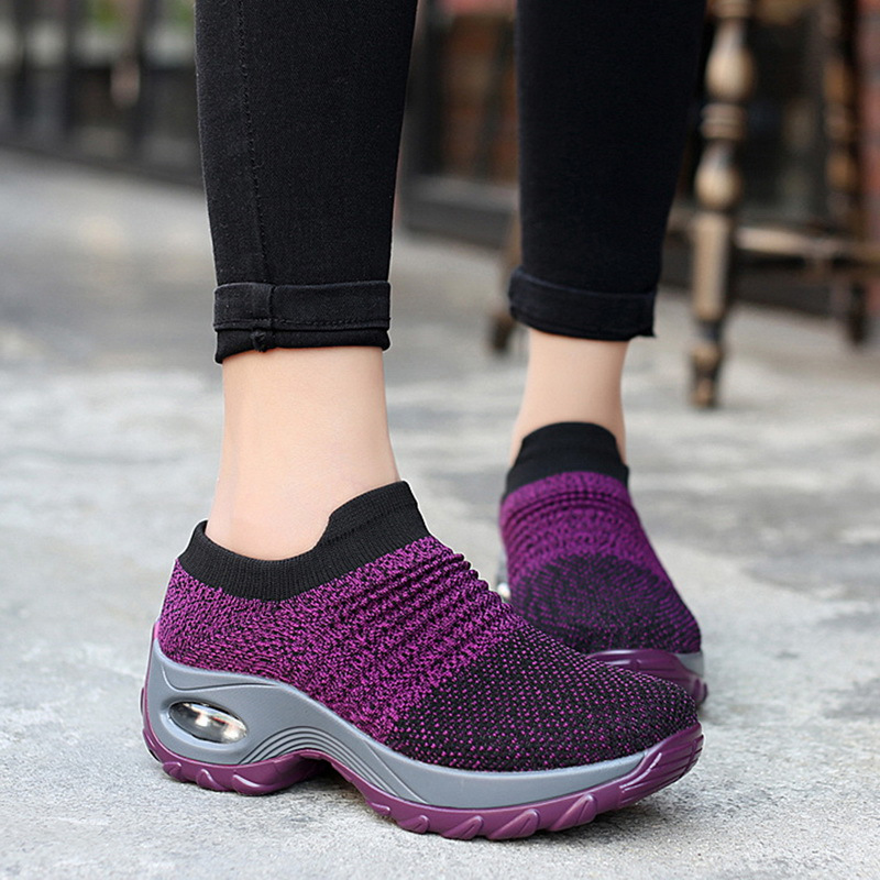 knit chunky sneakers women s breathable casual slip outdoor details 4