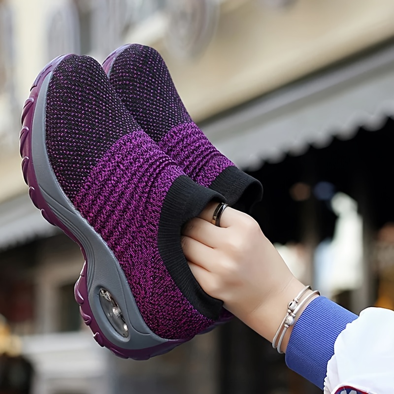knit chunky sneakers women s breathable casual slip outdoor details 6