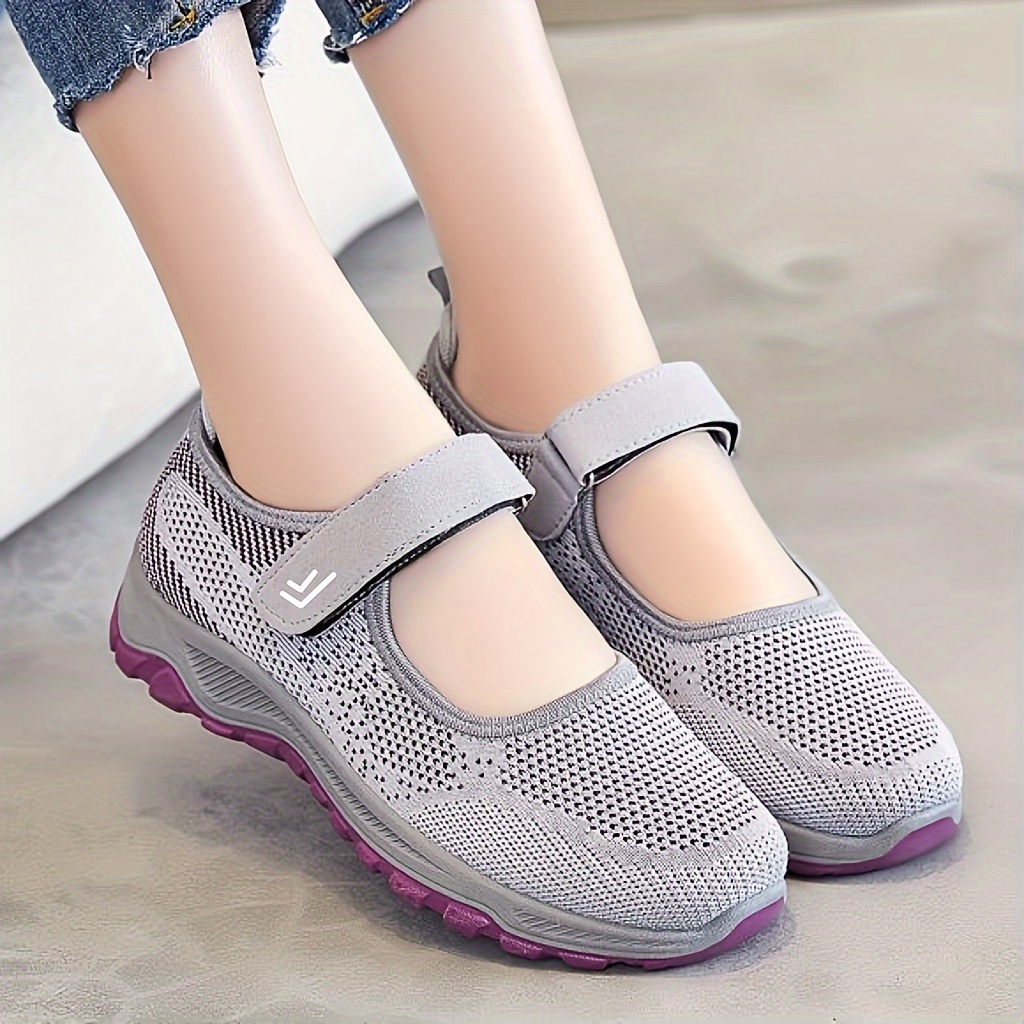women s solid color sneakers breathable knit low top outdoor details 1
