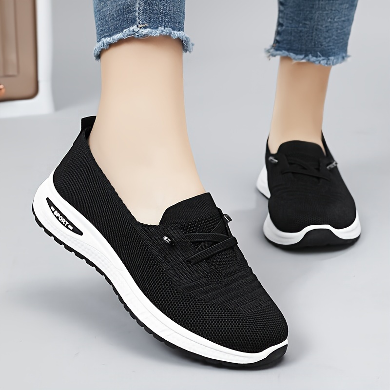 knitted sports shoes women s breathable slip walking details 1