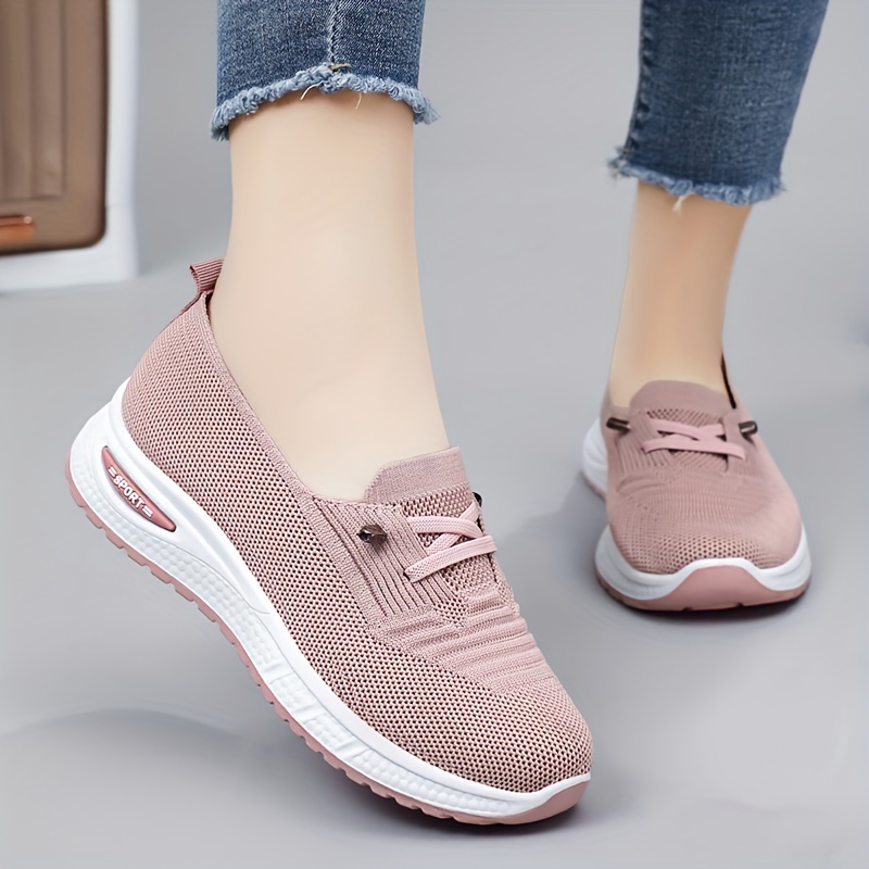 knitted sports shoes women s breathable slip walking details 3