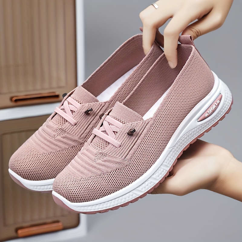 knitted sports shoes women s breathable slip walking details 4