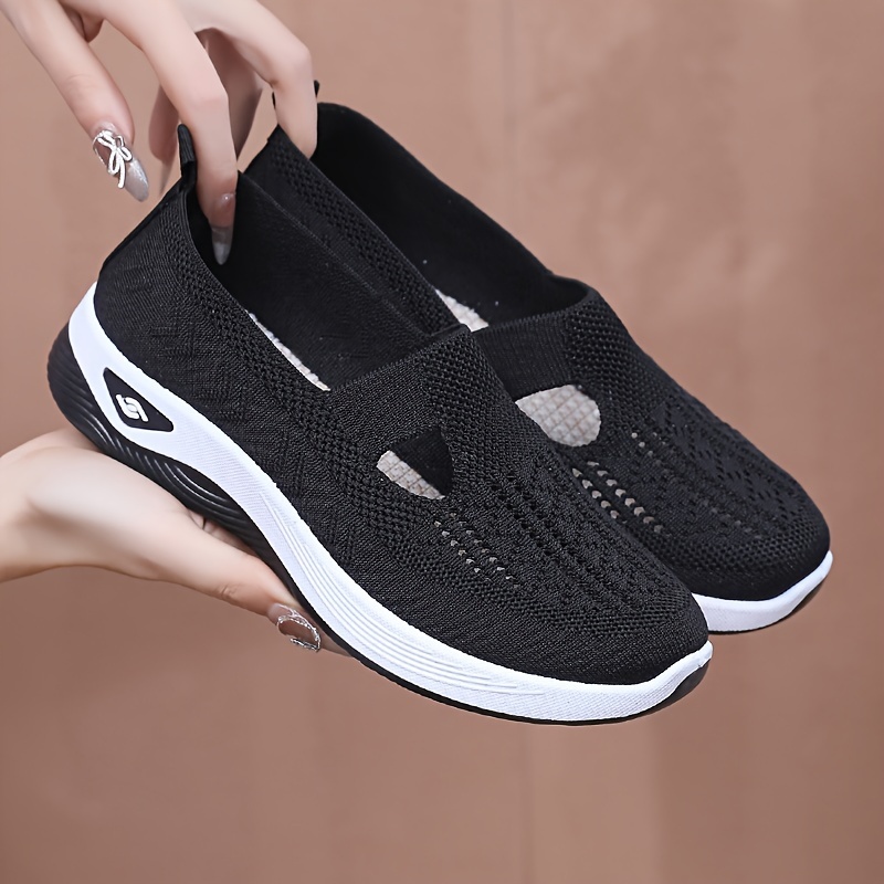 women s solid color sneakers breathable knit sip outdoor details 2