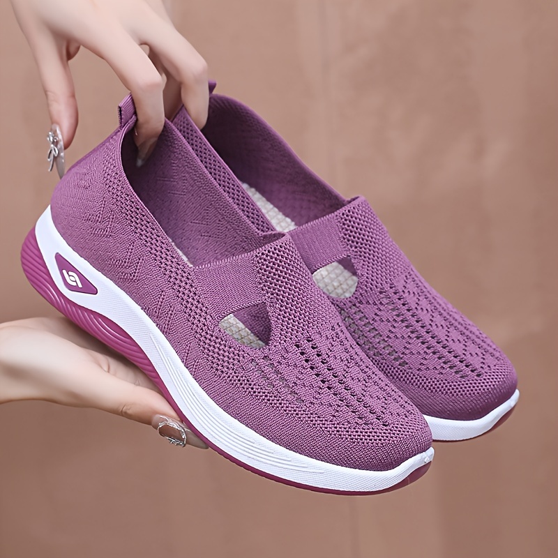 women s solid color sneakers breathable knit sip outdoor details 3