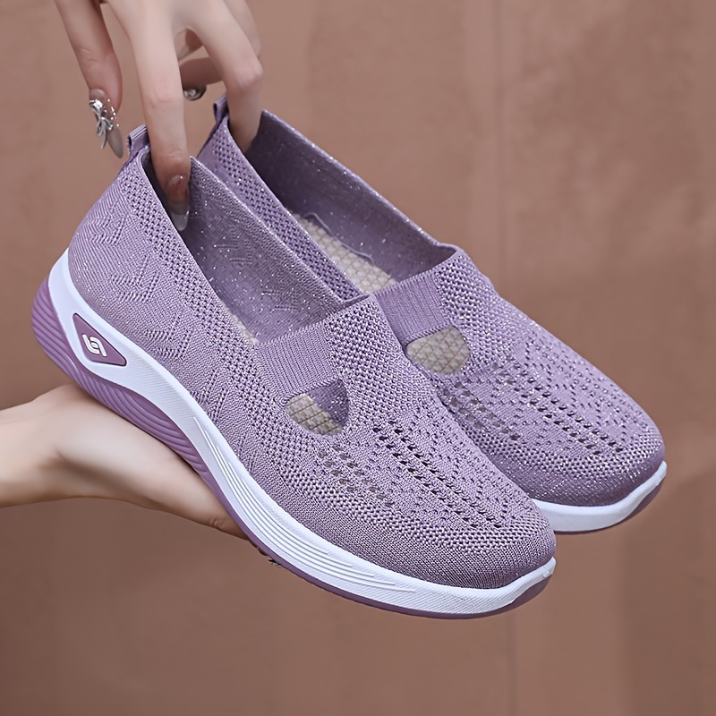women s solid color sneakers breathable knit sip outdoor details 4