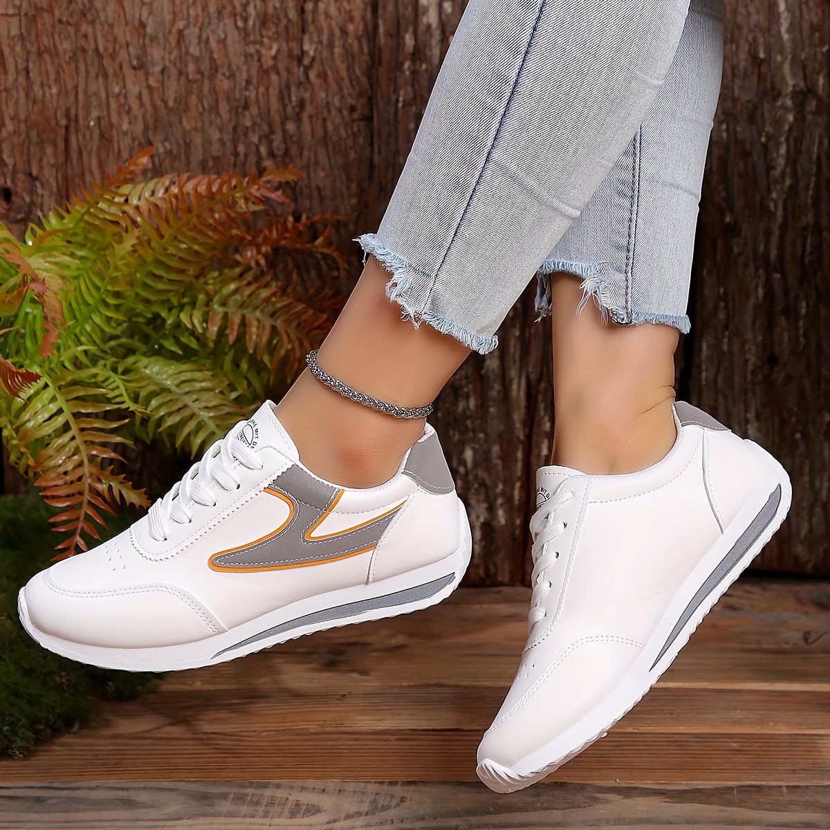 simple flat sneakers women s casual lace outdoor shoes details 1