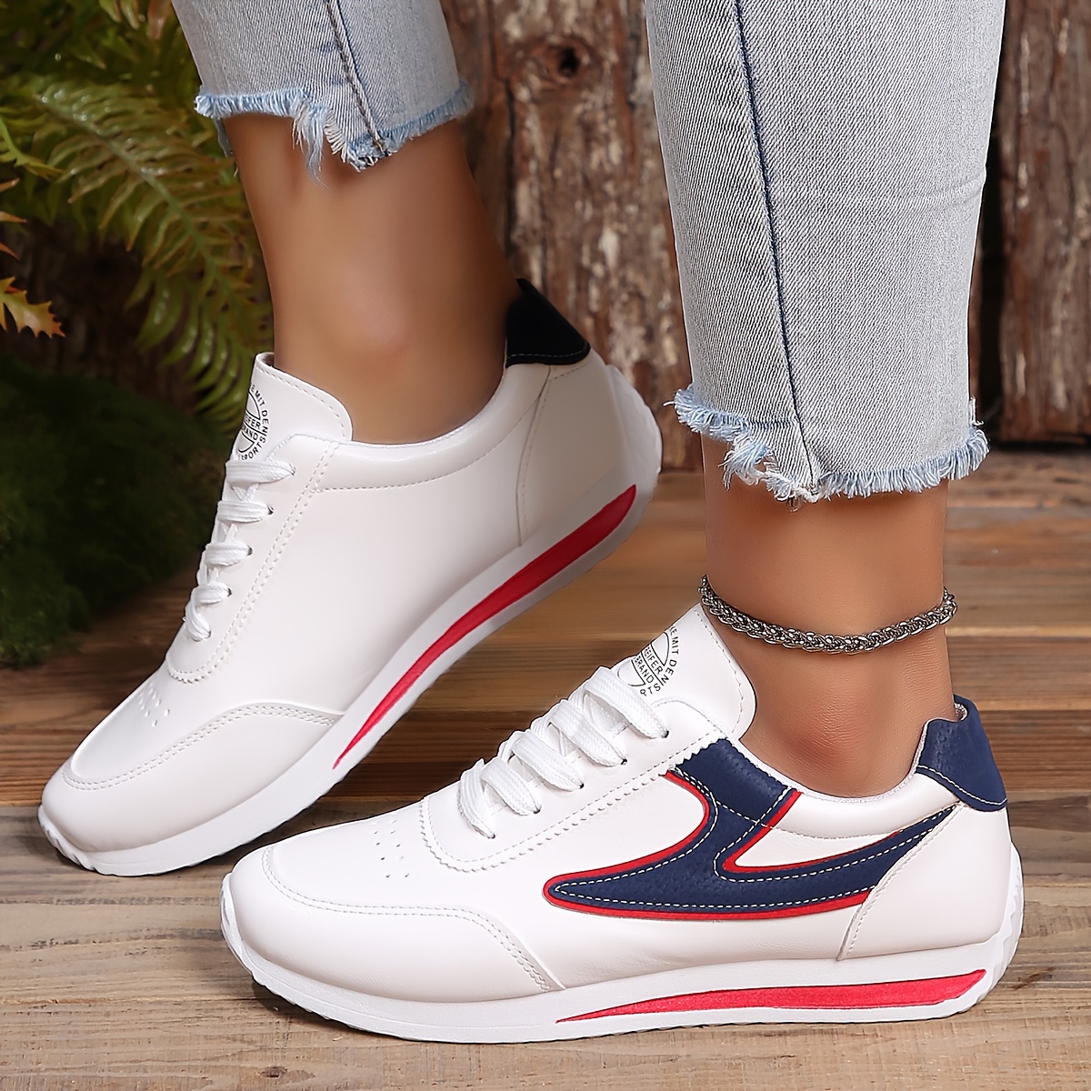 simple flat sneakers women s casual lace outdoor shoes details 2