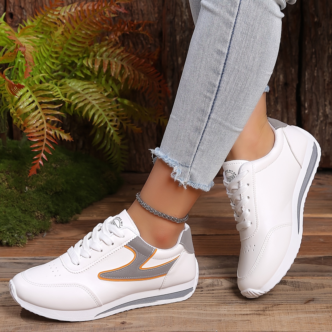 simple flat sneakers women s casual lace outdoor shoes details 3
