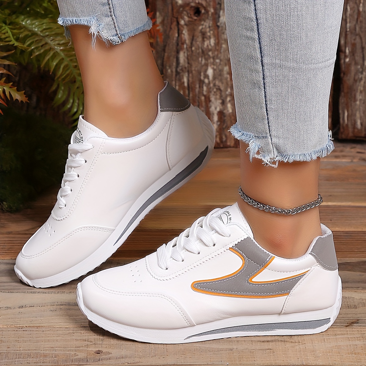 simple flat sneakers women s casual lace outdoor shoes details 6