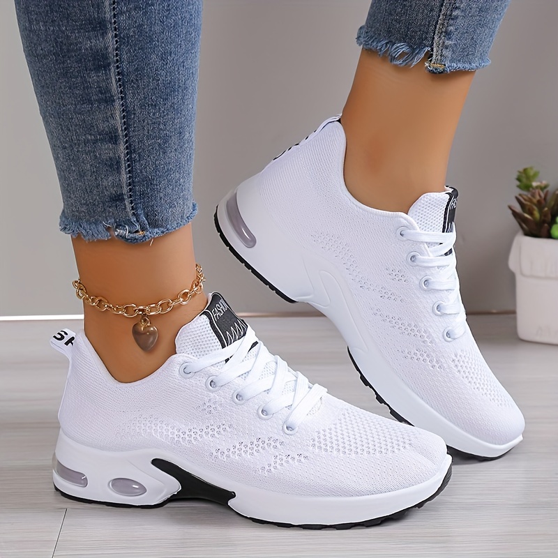 sports shoes women s air cushion comfortable lace knitted details 1