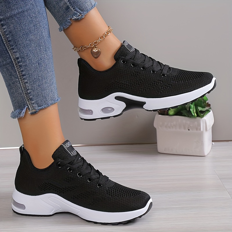 sports shoes women s air cushion comfortable lace knitted details 3