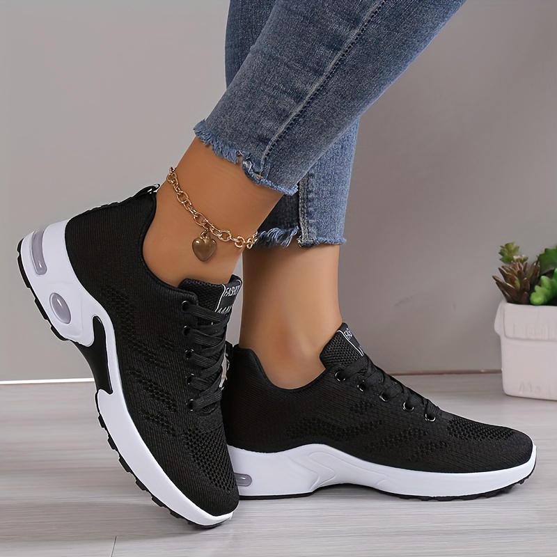 sports shoes women s air cushion comfortable lace knitted details 4