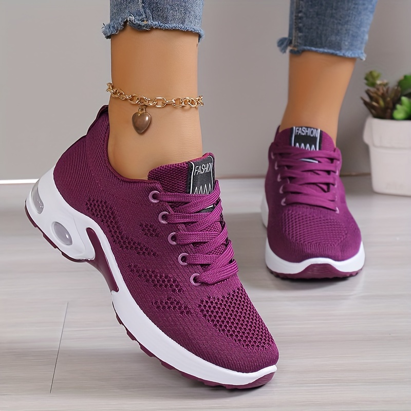 sports shoes women s air cushion comfortable lace knitted details 6
