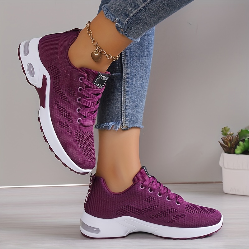 sports shoes women s air cushion comfortable lace knitted details 7