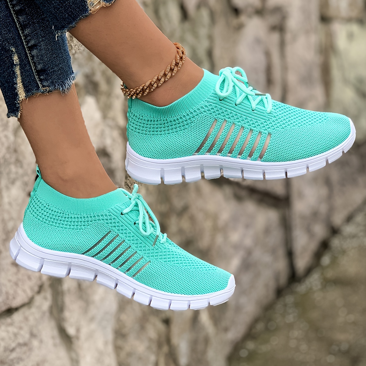 mesh sneakers women s knit lightweight breathable mesh lace details 3