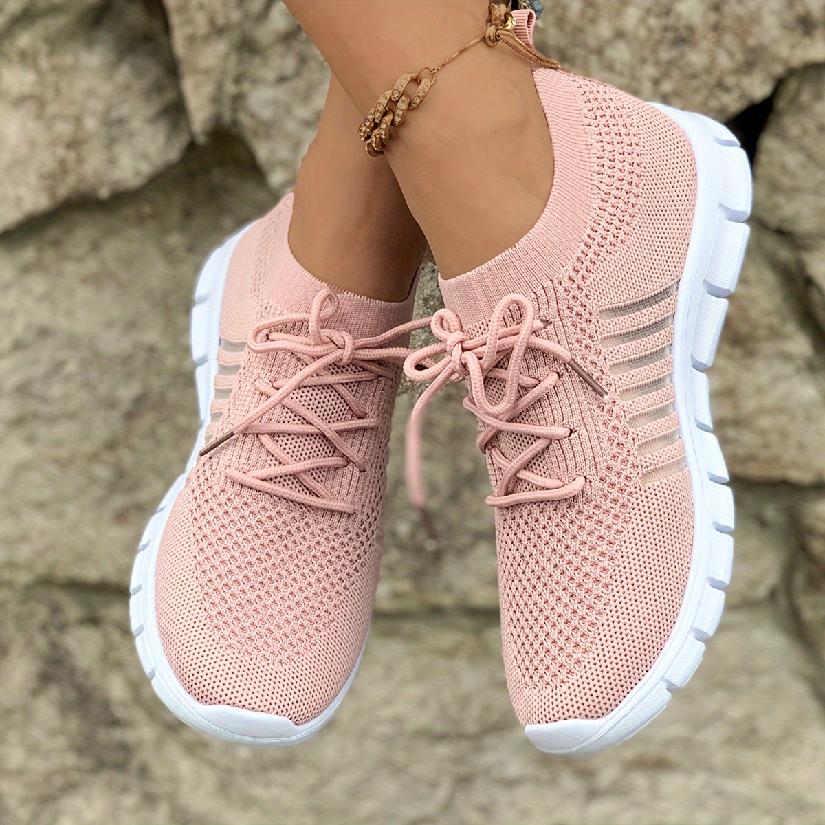 mesh sneakers women s knit lightweight breathable mesh lace details 7