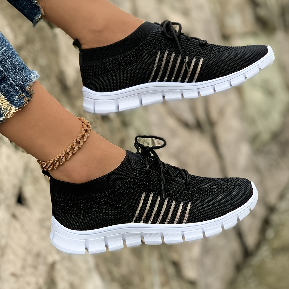 mesh sneakers women s knit lightweight breathable mesh lace details 8