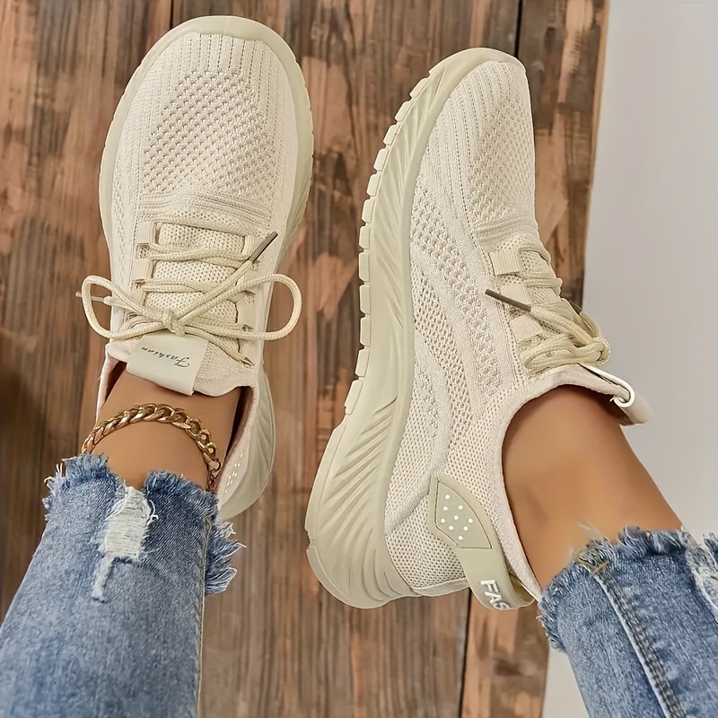 knitted sports shoes women s lightweight lace breathable details 3