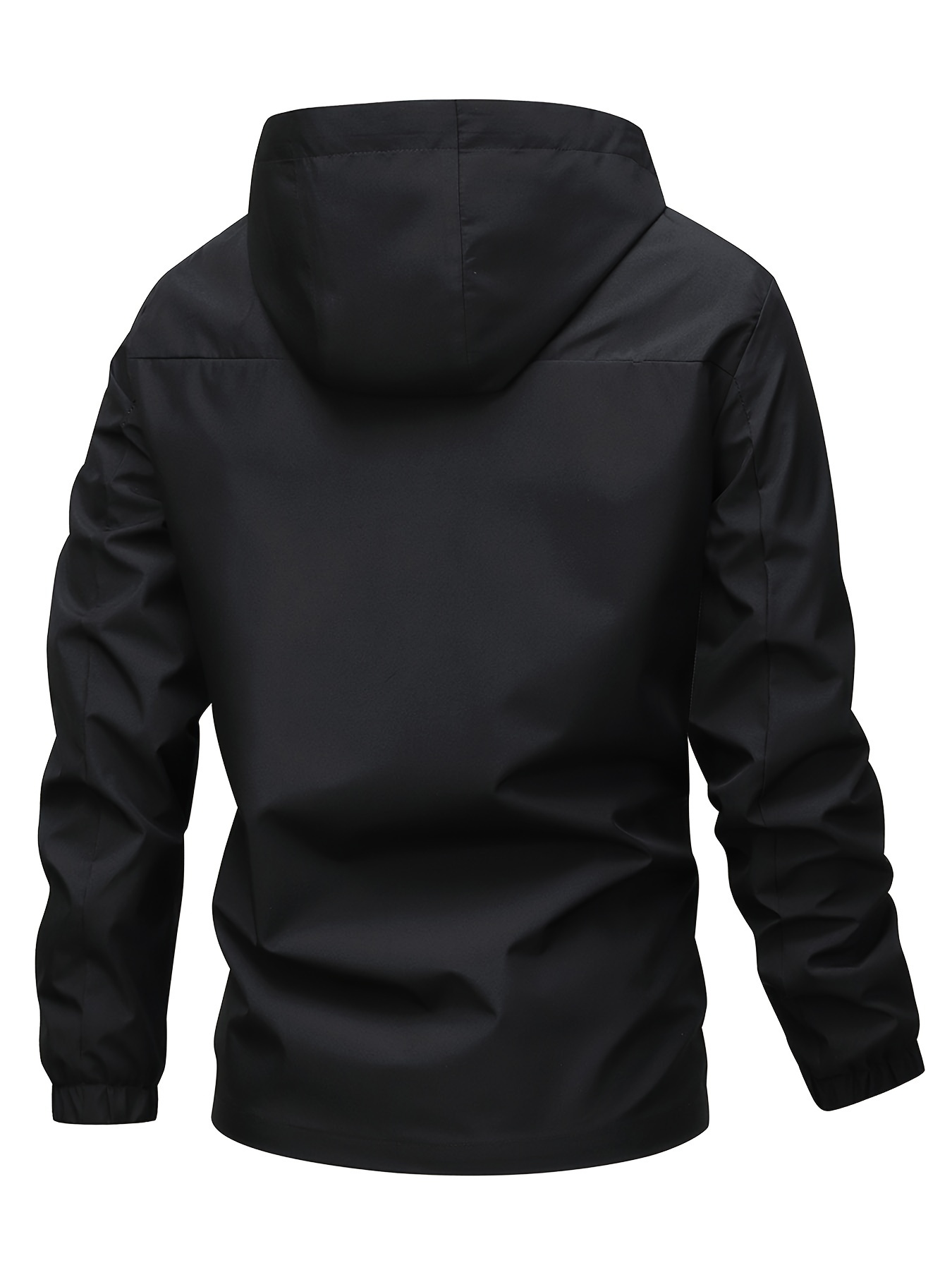 mens casual hooded zip up jacket with zipper pockets windproof outdoor jacket mens clothing details 5
