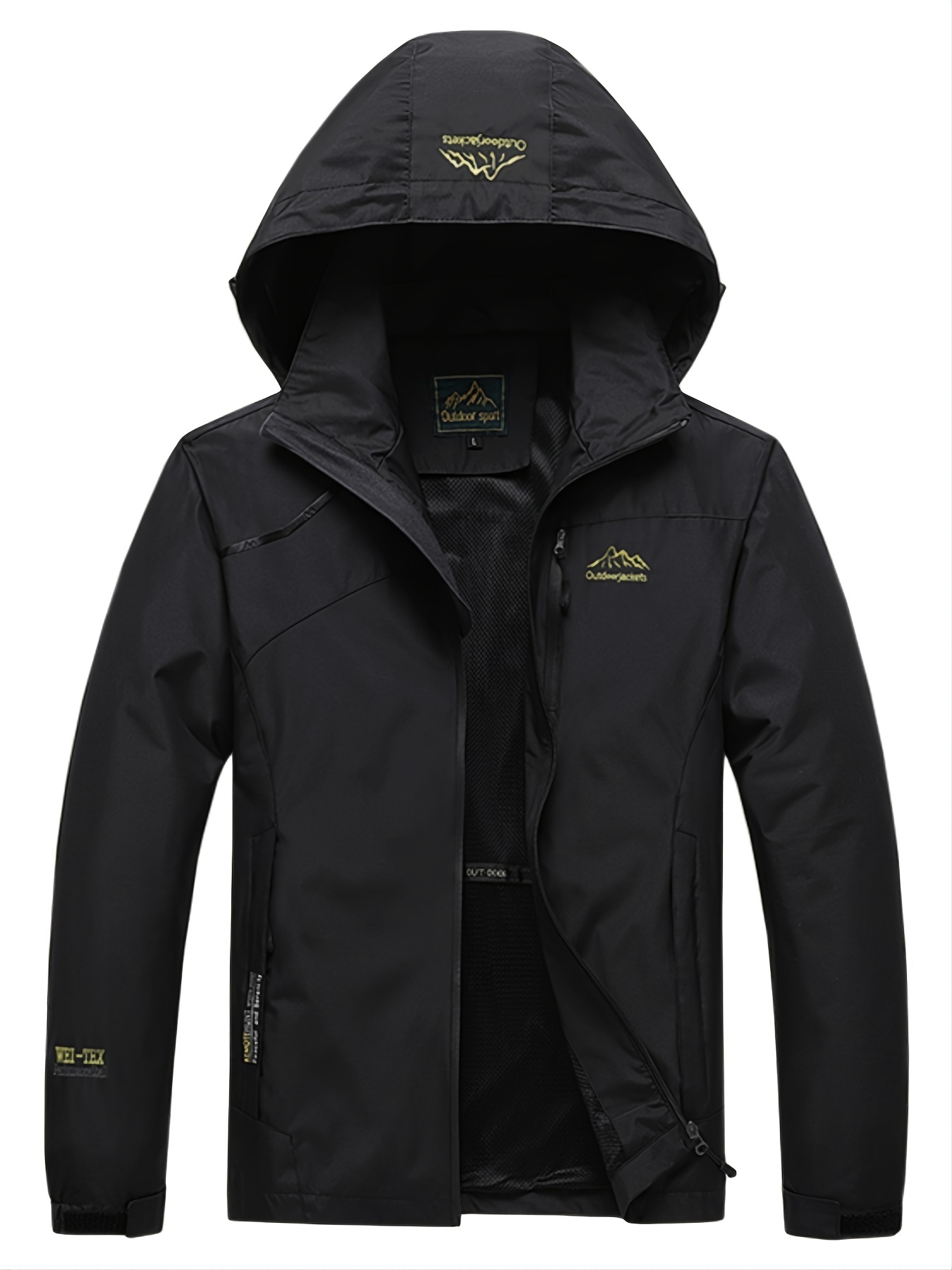 mens waterproof rain jacket lightweight raincoat windbreaker with hood for hiking travel outdoor details 5