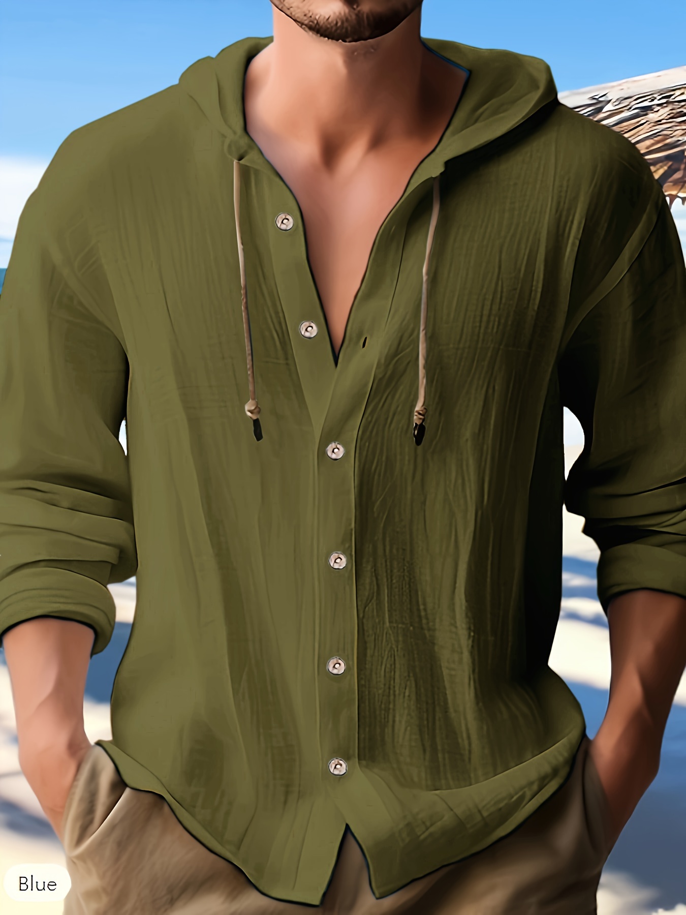 mens casual button up hooded shirt chic hoodie hawaiian shirt details 20