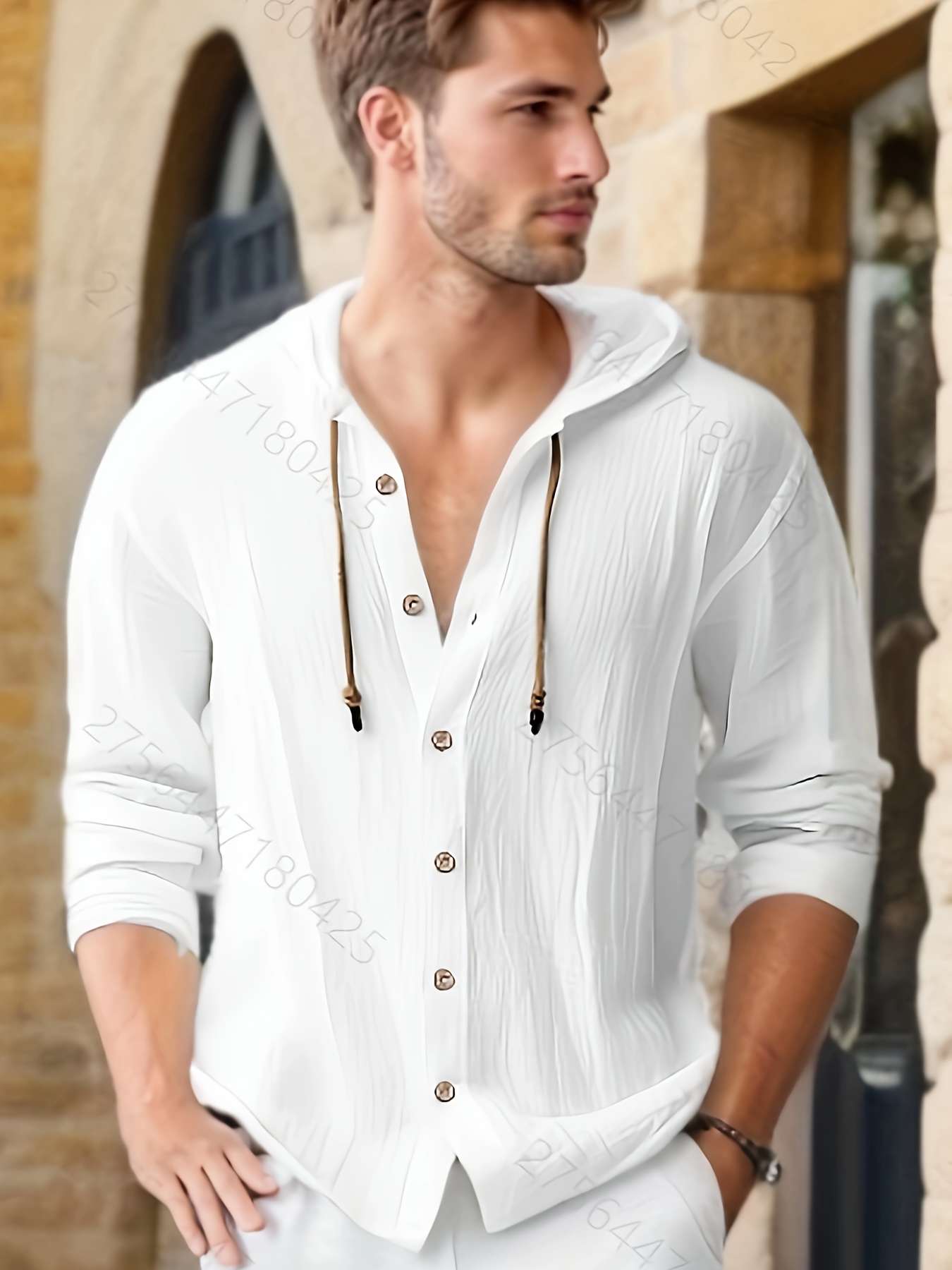 mens casual button up hooded shirt chic hoodie hawaiian shirt details 37