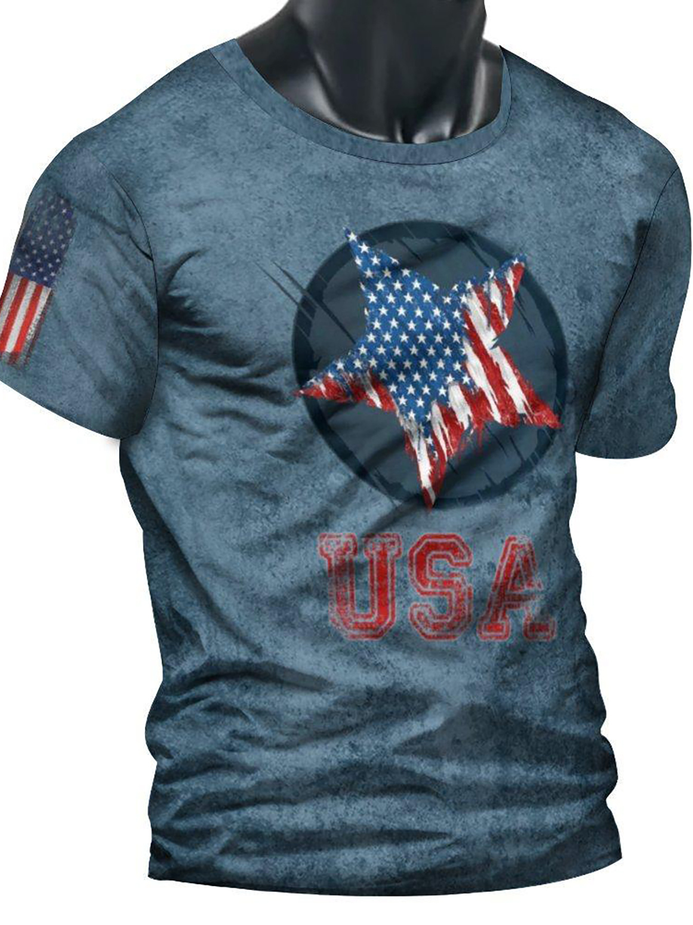 star print t shirt mens casual street style stretch round neck tee shirt for summer details 0