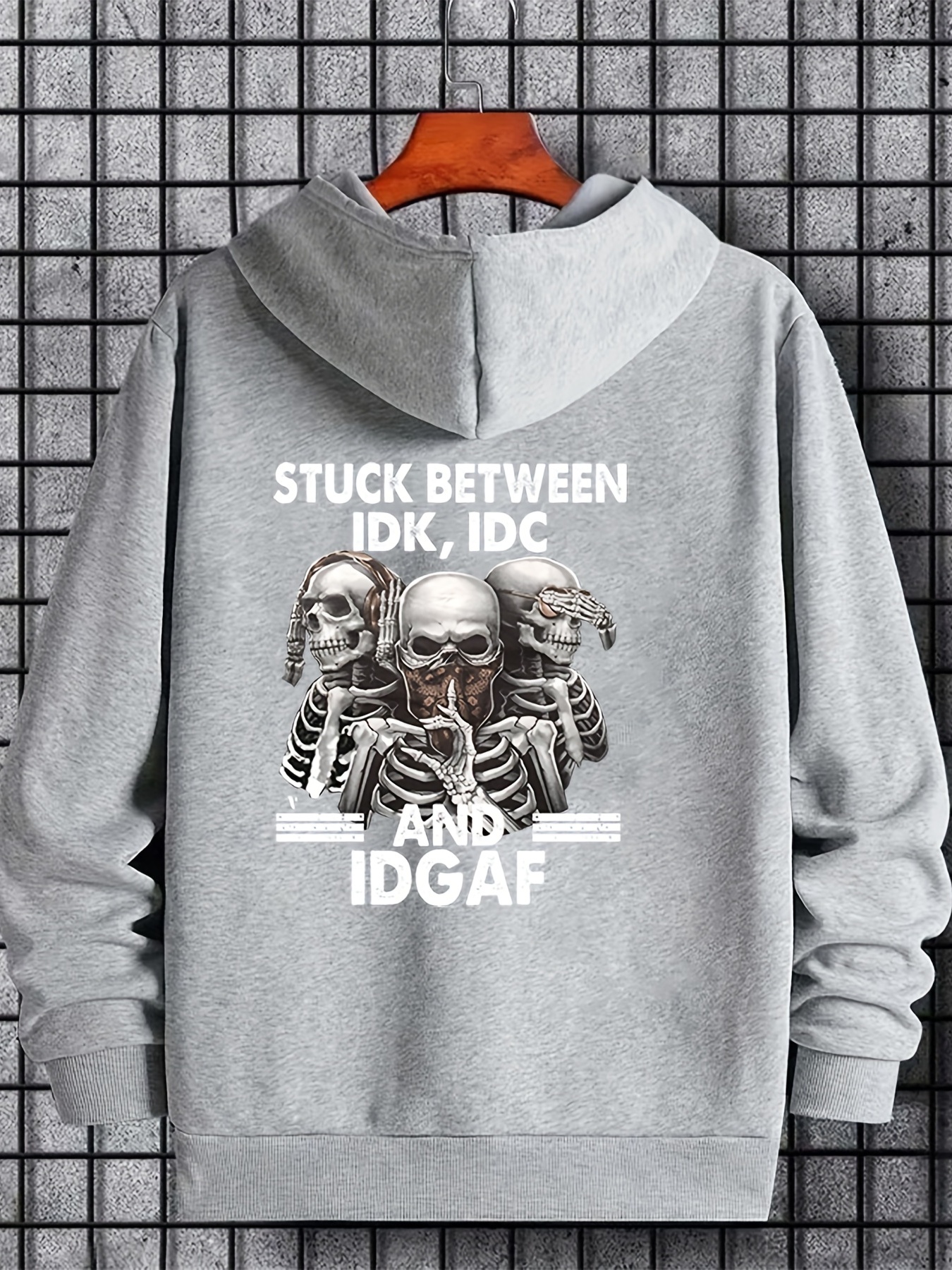 skeleton pattern zip up hoodie mens casual stretch hooded sweatshirt sportswear details 5