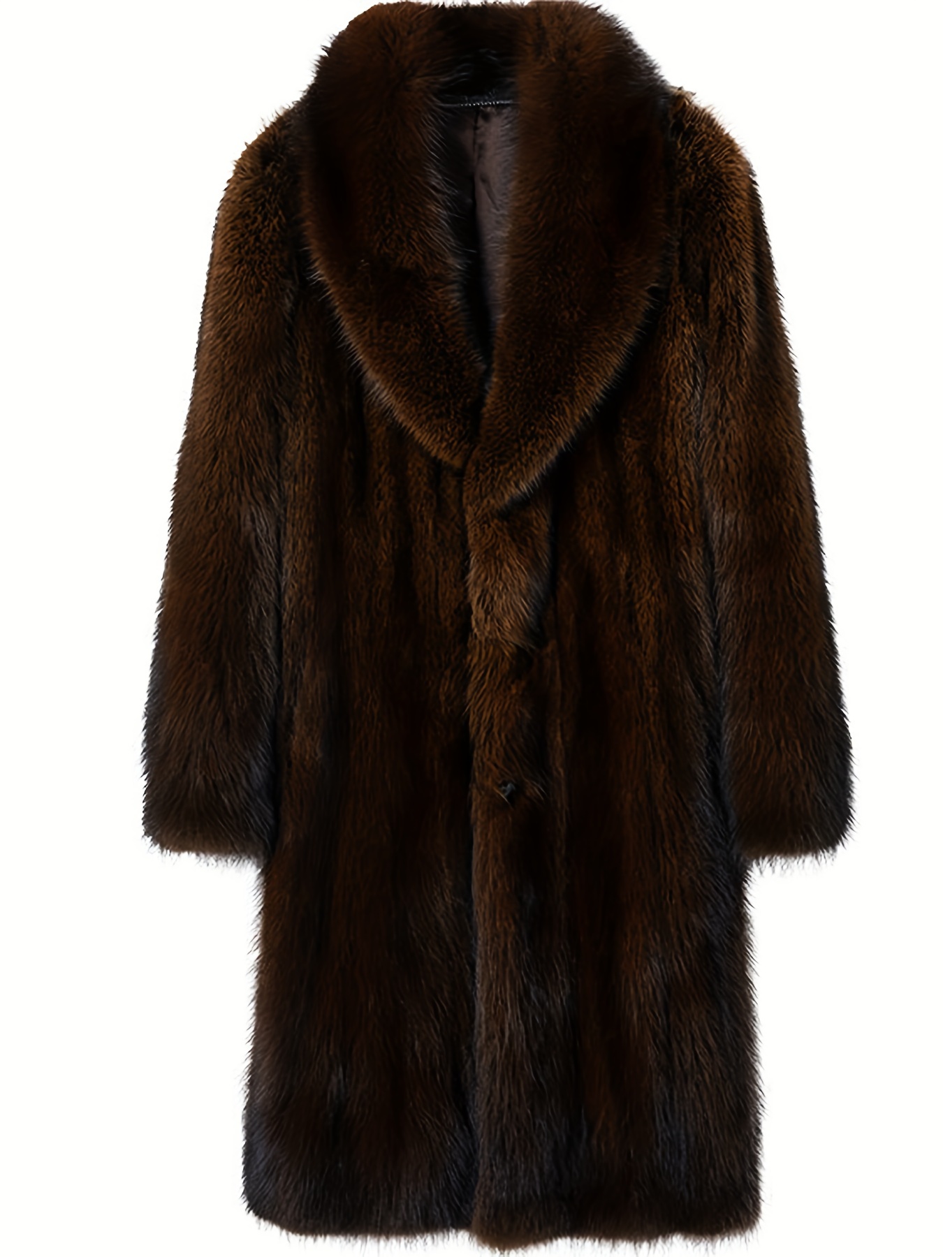 mens casual warm faux fur overcoat for fall winter details 5