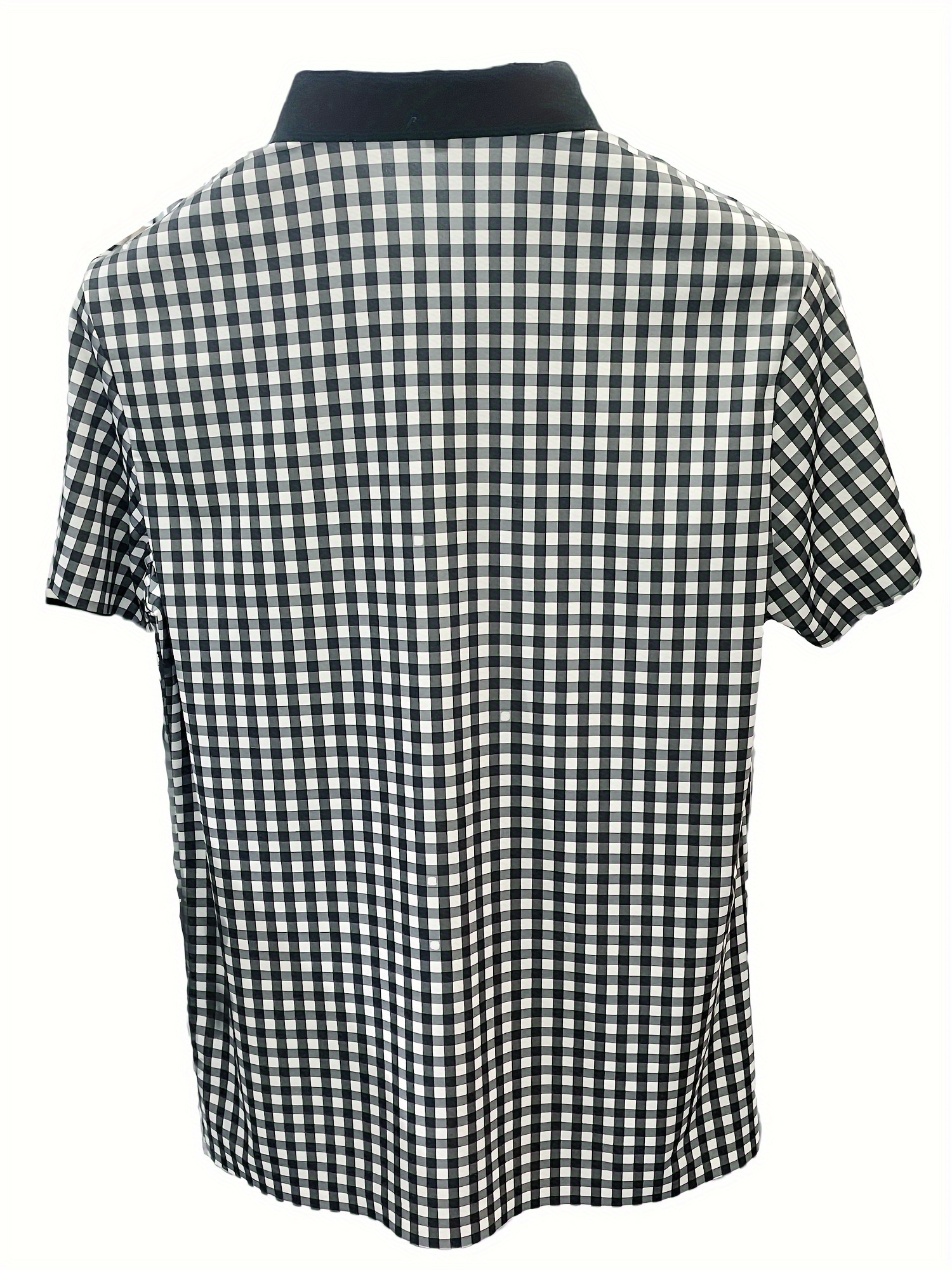 retro mature checkered mens color block short sleeve lapel golf shirt for summer outdoor details 4