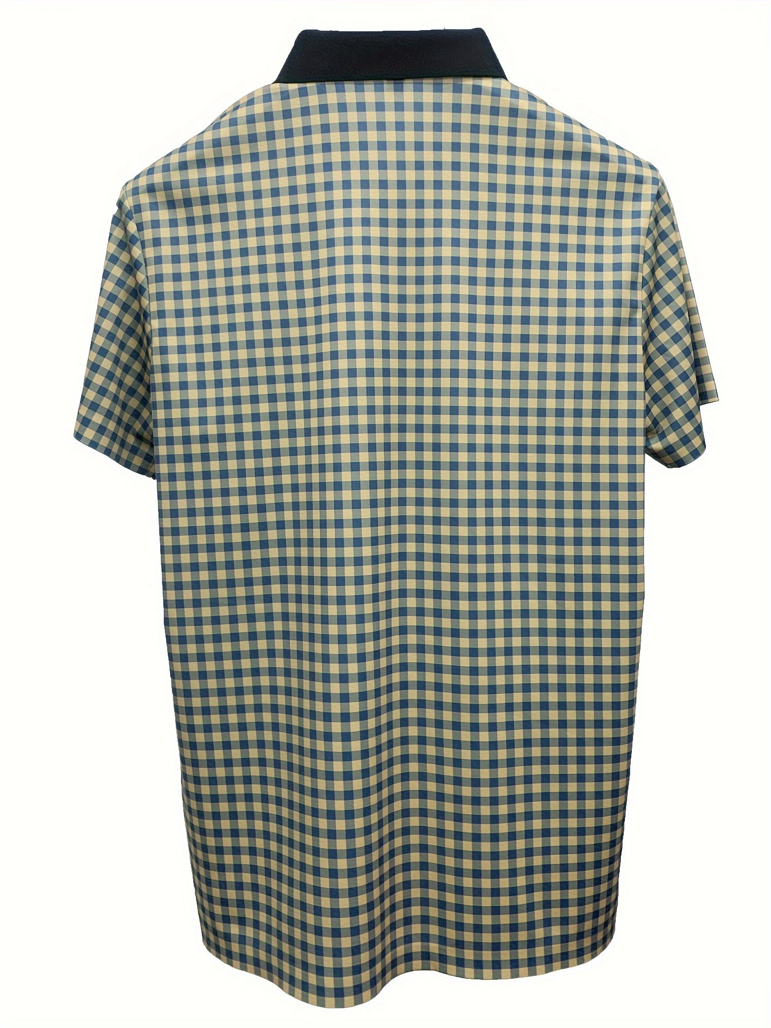 retro mature checkered mens color block short sleeve lapel golf shirt for summer outdoor details 10