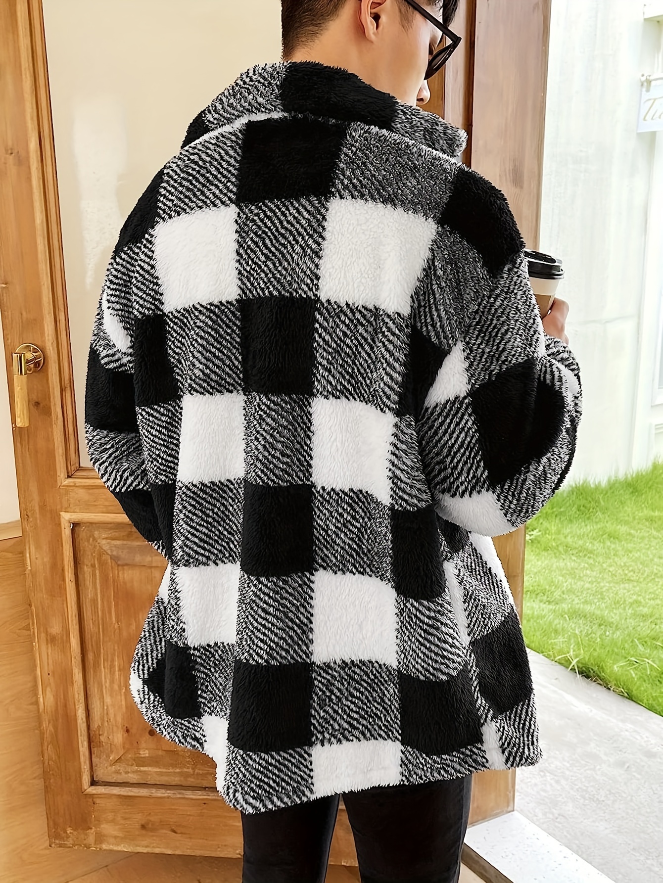 elegant warm fleece jacket mens casual medium stretch jacket coat for fall winter details 1
