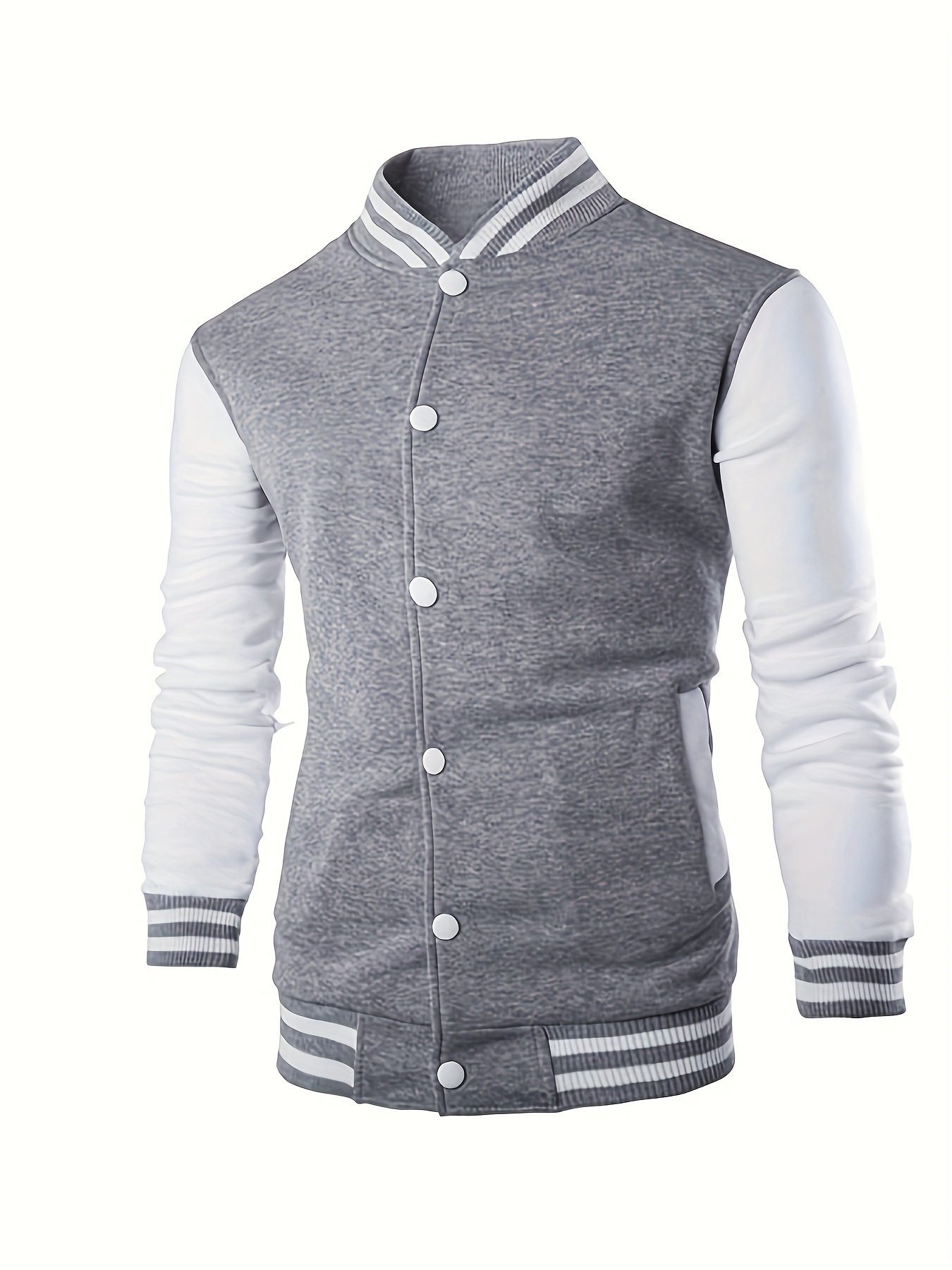 warm fleece varsity jacket mens casual color block button up jacket for fall winter school details 13